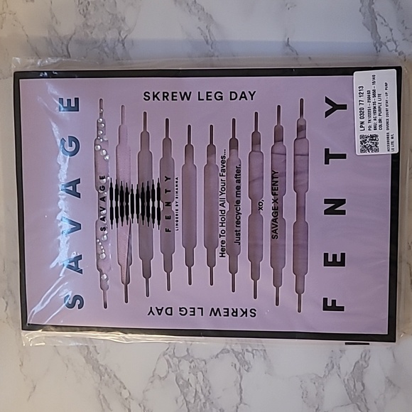 SAVAGE X FENTY DIVORCE COURT THIGH-HIGH STAY-UP STOCKINGS PURPLE LITE SZ M/L - Picture 4 of 7